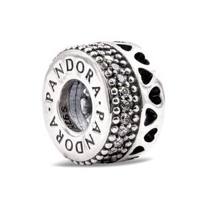 Pandora Silver Pave Heart Spacer Charm